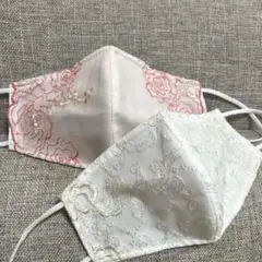 ★(new)ハンドメイド.シンプルマスク2枚セット　裏地→国産さらし極薄