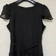 綿ローン 黒 ノースリーブ ティアードワンピース