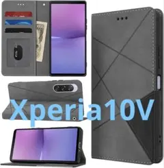 SONY Xperia 10 V ケース　手帳型　グレー　⭐️新品未使用品⭐️