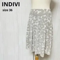 INDIVI インディヴィ　プリーツスカート膝丈 【36】 花柄グレー　a545