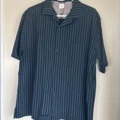 BROWNY VINTAGE 半袖シャツ Lサイズ 緑青ストライプ