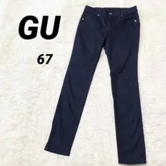ジーユー　パンツ　チノパン　ネイビー　67 綿混