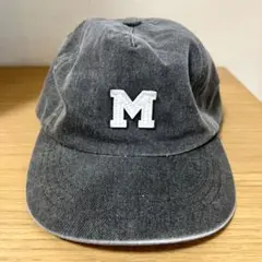 メンズ キャップ グレー レトロ ビンテージ風 ロゴ アルファベット M 綿