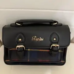 Repipi 黒 チェック柄 ハンドバッグ