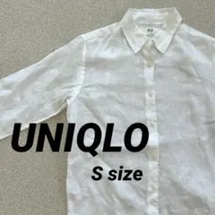 K0774　UNIQLO　ユニクロ　S　Yシャツ　長袖　麻100％　レディース