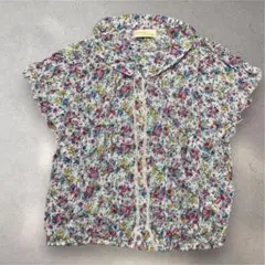 花柄シャツ　ブラウス　レディース　半袖　フリーサイズ　透け感あり