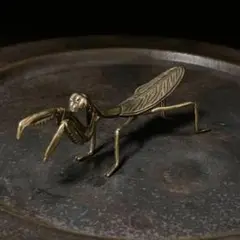 011 真鍮 置物 カマキリ ビンテージ 風水 開運 金運 グッズ 昆虫 リアル