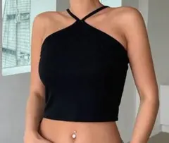 黒 クロスストラップ ベアトップ
