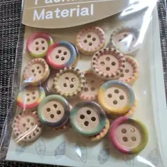 ウッドボタンミックス レインボー　20個
