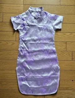 薄紫 花柄刺繍 チャイナドレス子供用
