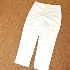 エニィスィス 白 テーラードパンツ 綿混 美脚 通勤 きれいめ 上品