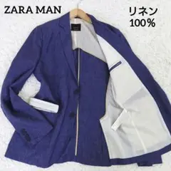 ZARA MAN　ザラ　テーラードジャケット　麻100％　リネン　背抜き　L相当