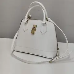 サマンサタバサ ハンドバッグ ショルダー バッグ 2Way　シャイニング白