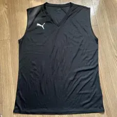 PUMA Vネックノースリーブアンダーシャツ 黒色ブラックXXL
