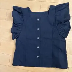 フリル袖 黒 ノースリーブシャツ　リシェグラマー　Riche glamour
