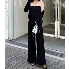 ROYAL PARTY サイドラインベアオールインワン ブラック