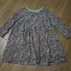 ネクスト　長袖ワンピース　90cm 緑　グリーン　花柄　うさぎ