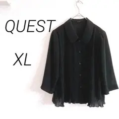 QUEST ブラックフォーマル　七分袖シャツ　ブラウス　XL 黒　夏用　冠婚葬祭