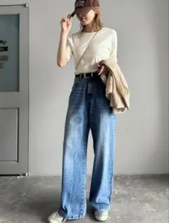 classicelf　ハイウエスト ルーズ デニム パンツ