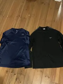 adidas ネイビー & Nike ブラック トレーニングシャツ 2枚セットM