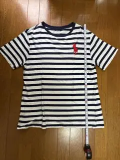POLO！ラルフローレン 白ネイビーボーダーTシャツ・サイズL