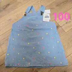 リトルウィークエンド しまむら 刺繍ハートジャンスカ 100