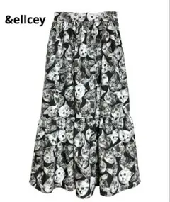 &ellecy  アンドエルシー　ネコオドリスカート　美品 Lois CRAYON - &ellecy アンドエルシー ネコオドリスカート 猫柄