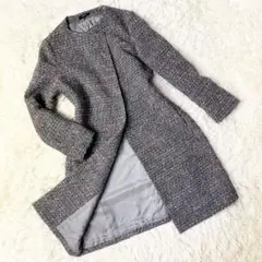 美品✨Theory セオリー ノーカラー ツイードコート ロングコート 現行タグ