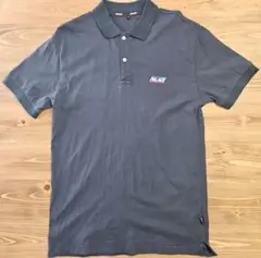 PALACE ポロシャツ ダークブルー メンズM 刺繍ロゴ ボタン付き