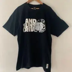 AND SUNS　アンドサンズ　プリントロゴ　半袖Tシャツ　L ブラック　黒