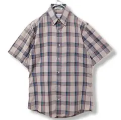 【SHERMAN'S】　半袖　シャツ　グレー　メンズ　M　古着　チェック柄
