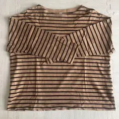 UNIQLO ベージュ・黒ストライプ 長袖Tシャツ L