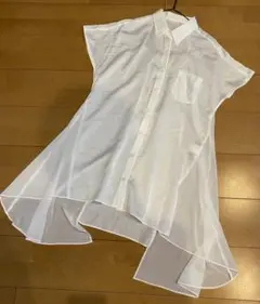 【5351 POUR LES FEMMES】シアーシャツ⭐︎白⭐︎半袖/ふんわり