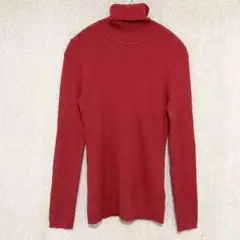 UNIQLO タートルリブニットセーター L 赤 ウール100％