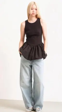 【完売品】Ｈ＆Ｍ　バブルヘムタンク　ワンピ　黒　Ｓサイズ