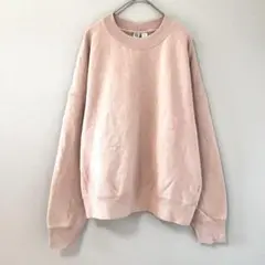 ◉UNIQLO　スウェットクルーネックシャツ（長袖）無地　ピンクベージュ　XL