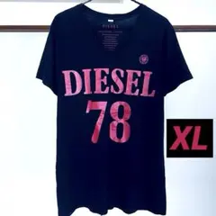 DIESEL ブラック×血のような赤 VネックTシャツ BIG-T