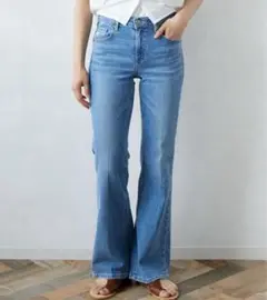 LISA サムシング フレア ミッドライズ ストレッチ ライトブルー