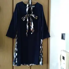 【美品!半額以下!】3WAY異素材切替ワンピース ネイビー✕モノクロ