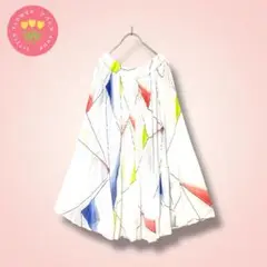 1779 プリーツロングスカート 幾何学模様 シアー 夏 リゾート
