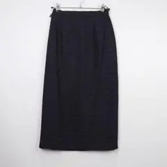 未使用☆ボーダー ミディ丈 ロングスカート【11号】ダークネイビー フォーマル