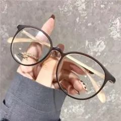 l新品☆安心のメルカリ便☆インスタ映えメガネ☆伊達メガネダブルカラー☆ブラウンy
