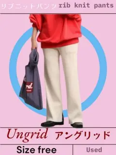 アングリッド美品Ungrid リブニットパンツ スリット有　フリーサイズ