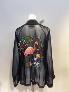 ゴルチエ flamingo×flower 刺繍 メッシュZIPJK ほぼ未使用
