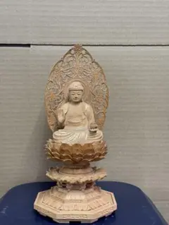 送料無料　旧家蔵出　江戸期木彫り玉眼仏像　高さ17.5ｃｍ 送料無料 旧家蔵出 江戸期木彫り玉眼仏像 高さ17.5cm