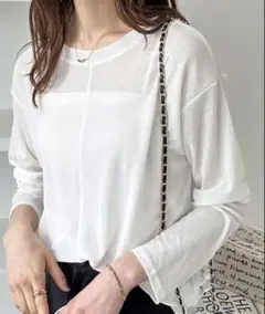 シアートップス　ホワイト　前後2way 新品　シースルー　Tシャツ