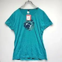 KiwiPlanet/新品タグ付き/ターコイズ フラワープリント Tシャツ