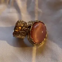 Saint Laurent Arty oval ring ゴールド ピンク