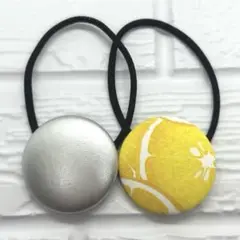 【330】ハンドメイド38mm くるみボタン　ヘアゴム