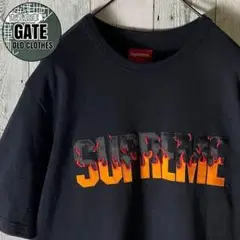 【※希少】supreme シュプリーム★ファイヤー刺繍ロゴ tシャツ 黒 L
